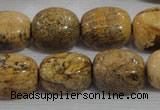 CNG776 15.5 inches 13*18mm nuggets picture jasper beads wholesale