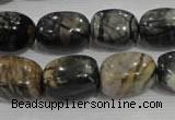 CNG777 15.5 inches 13*18mm nuggets black line jasper beads wholesale