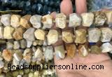 CNG7844 12*16mm - 15*20mm faceted nuggets fossil coral beads