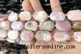 CNG7891 13*18mm - 18*25mm faceted freeform pink opal beads