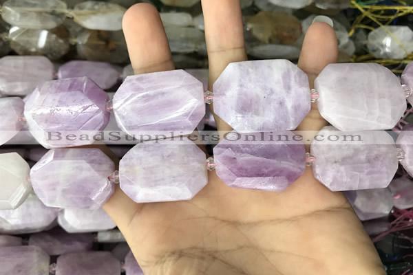 CNG7914 22*30mm - 25*35mm faceted freeform kunzite beads