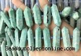 CNG7927 15.5 inches 10*25mm - 12*45mm faceted nuggets amazonite beads