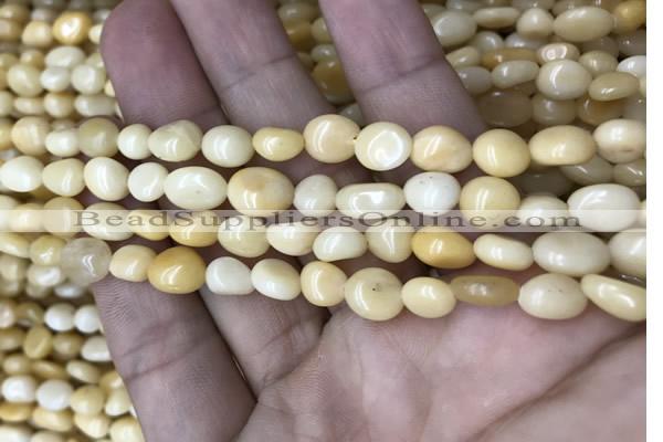 CNG8021 15.5 inches 6*8mm nuggets yellow jade beads wholesale