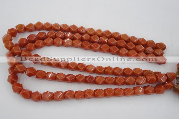 CNG811 15.5 inches 9*12mm faceted nuggets red aventurine beads