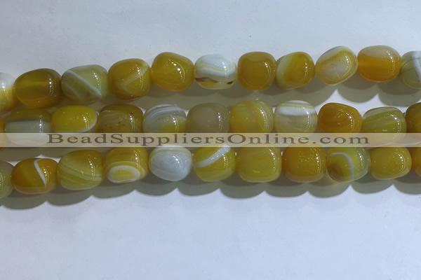 CNG8185 15.5 inches 10*14mm nuggets striped agate beads wholesale