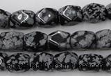 CNG820 15.5 inches 9*12mm faceted nuggets snowflake obsidian beads