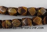 CNG826 15.5 inches 9*12mm faceted nuggets yellow tiger eye beads