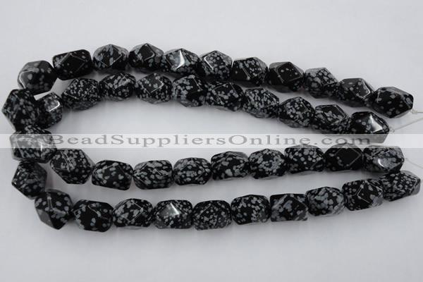 CNG834 15.5 inches 13*18mm faceted nuggets snowflake obsidian beads