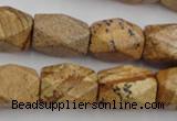 CNG842 15.5 inches 13*18mm faceted nuggets picture jasper beads