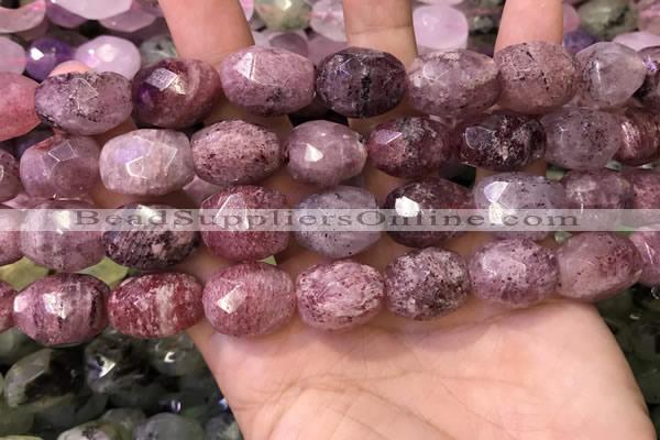 CNG8565 12*16mm - 15*20mm faceted nuggets strawberry quartz beads