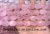 CNG8580 13*18mm - 15*20mm faceted nuggets rose quartz beads