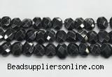 CNG8624 10*13mm - 12*16mm faceted freeform black agate beads