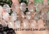 CNG8630 13*18mm - 15*25mm faceted freeform pink quartz beads