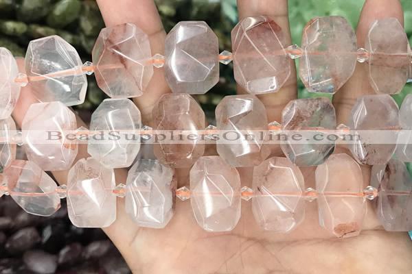 CNG8630 13*18mm - 15*25mm faceted freeform pink quartz beads