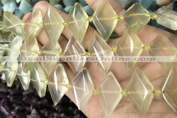 CNG8635 13*20mm - 15*25mm faceted freeform lemon quartz beads