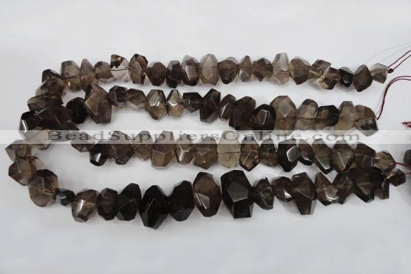 CNG866 15.5 inches 8*12mm – 14*22mm faceted nuggets smoky quartz beads