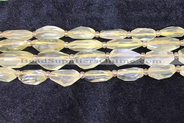 CNG8682 12*23mm - 15*25mm faceted freeform lemon quartz beads