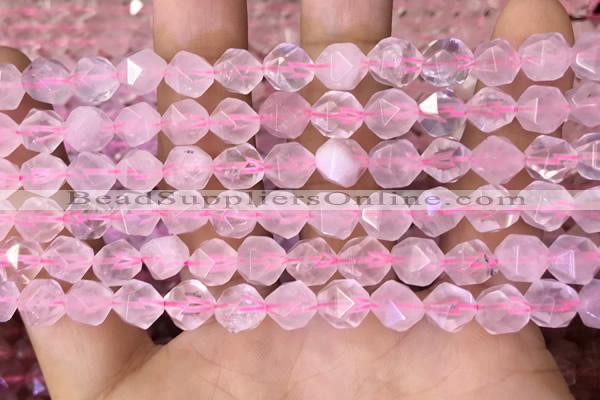 CNG8690 15.5 inches 6mm faceted nuggets rose quartz beads