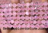 CNG8691 15.5 inches 8mm faceted nuggets rose quartz beads