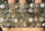 CNG8749 15.5 inches 12mm faceted nuggets grey moonstone beads