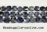 CNG8792 16*17mm - 18*19mm faceted nuggets sodalite  beads