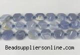 CNG8818 15.5 inches 16mm - 20mm faceted freeform blue chalcedony beads