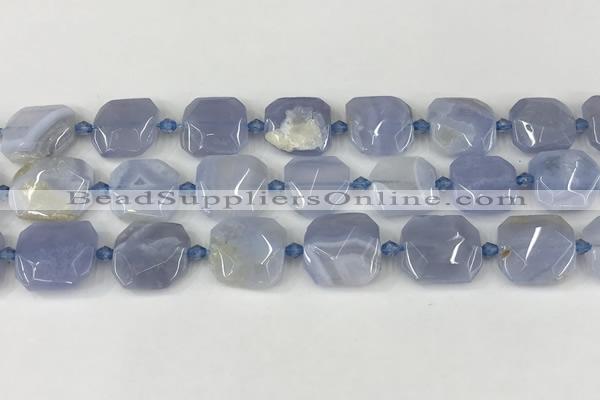 CNG8818 15.5 inches 16mm - 20mm faceted freeform blue chalcedony beads