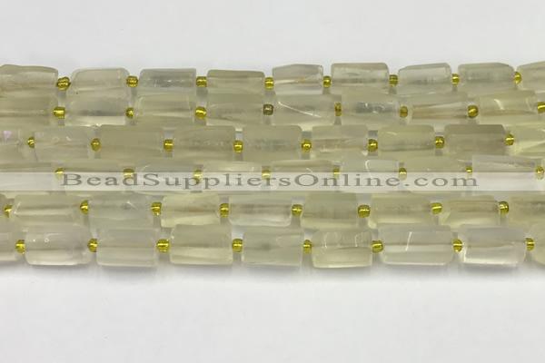 CNG8851 15.5 inches 8*12mm - 10*16mm nuggets matte lemon quartz beads