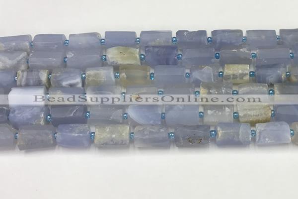 CNG8857 8*12mm - 10*16mm nuggets matte blue chalcedony beads