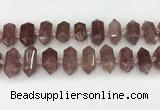 CNG8900 10*25mm - 14*30mm faceted nuggets strawberry quartz beads