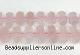 CNG8910 10*25mm - 15*30mm faceted nuggets rose quartz beads