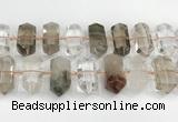 CNG8911 10*25mm - 15*30mm faceted nuggets phantom quartz beads