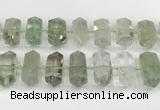 CNG8912 10*25mm - 15*30mm faceted nuggets green quartz beads