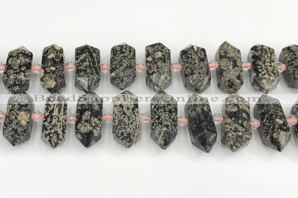 CNG8920 10*25mm - 15*30mm faceted nuggets red snowflake obsidian beads