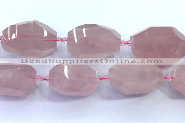 CNG8977 15 inches 25*35mm - 30*40mm faceted nuggets rose quartz beads