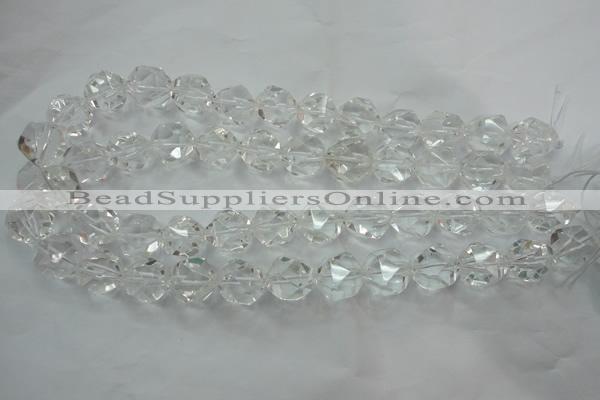 CNG915 15 inches 16mm faceted nuggets white crystal beads