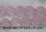 CNG921 15 inches 12mm faceted nuggets rose quartz beads