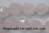 CNG922 15 inches 14mm faceted nuggets rose quartz beads