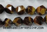 CNG938 15 inches 12mm faceted nuggets yellow tiger eye beads