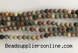 CNI376 15.5 inches 6mm round matte American picture jasper beads