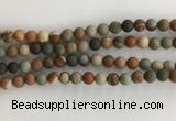 CNI377 15.5 inches 8mm round matte American picture jasper beads