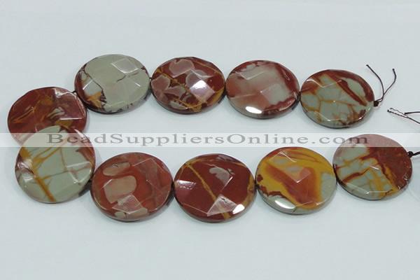 CNJ02 15.5 inches 40mm faceted coin natural noreena jasper beads