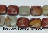 CNJ15 15.5 inches 15*15mm faceted square natural noreena jasper beads