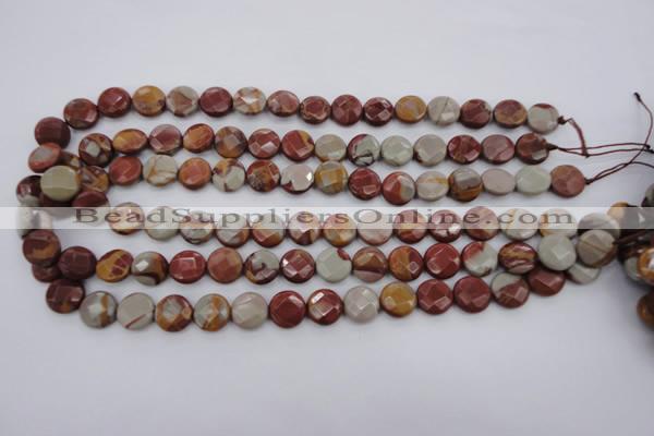 CNJ42 15.5 inches 12mm faceted coin noreena jasper beads