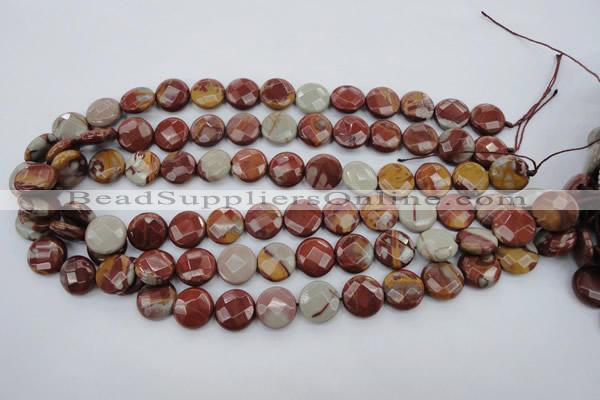 CNJ43 15.5 inches 14mm faceted coin noreena jasper beads