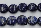 CNL732 15.5 inches 14mm flat round natural lapis lazuli gemstone beads