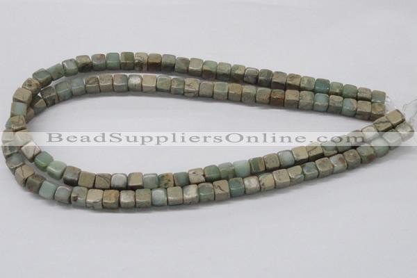 CNS06 16 inches 7*7mm cube natural serpentine jasper beads wholesale