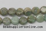 CNS09 16 inches 10mm flat round natural serpentine jasper beads