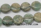 CNS10 16 inches 14mm flat round natural serpentine jasper beads