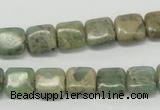 CNS15 16 inches 10*10mm square natural serpentine jasper beads